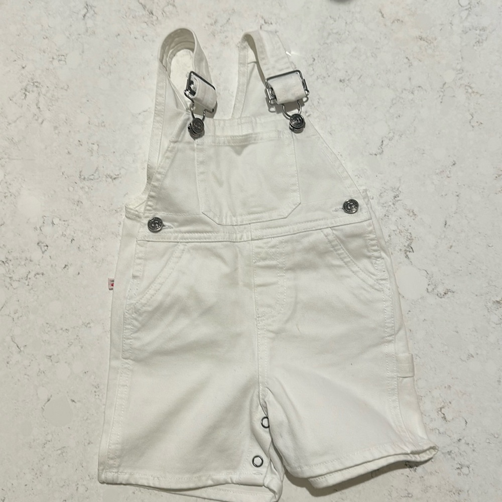 Bonpoint baby overalls short white